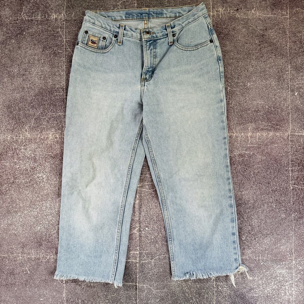 Women's Vintage Y2K Cruel Girl Raw Edge 7/8th Length Denim Blue Jeans Sz 30 X 23